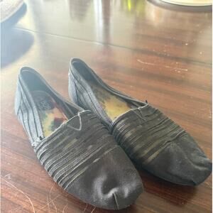 Bobs From Sketchers Black Textile Mesh SquareToe Slip On Flat Memory Foam Sz 9